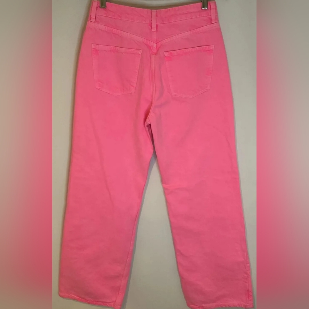 Zara Barbie neon pink wide leg jeans NWT  4 - Picture 4 of 9